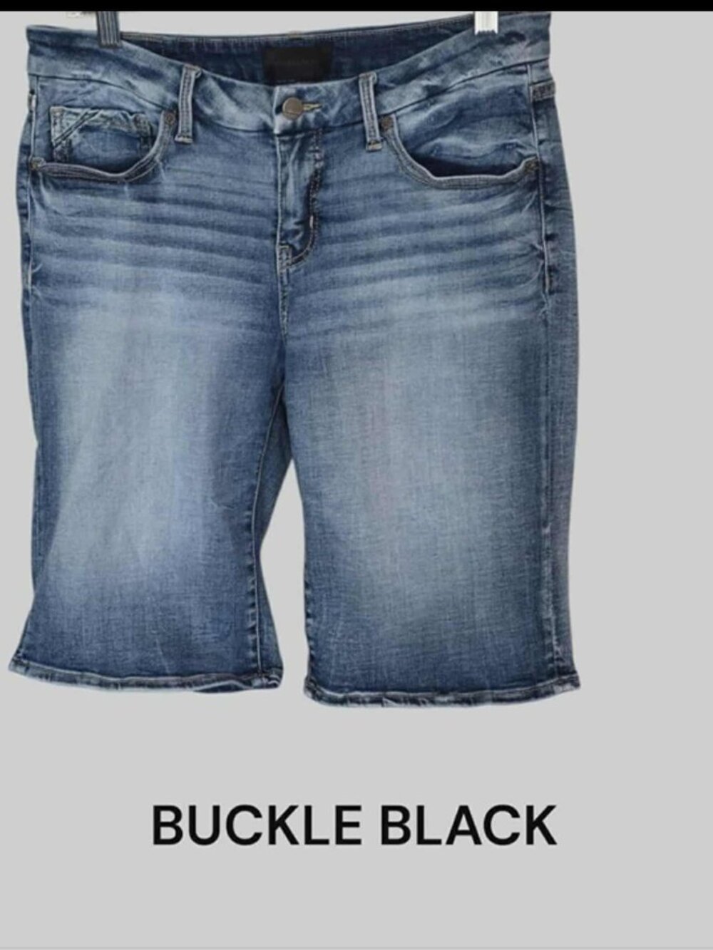 Buckle Black Bermuda Casual Denim Jean Shorts Womens 32"